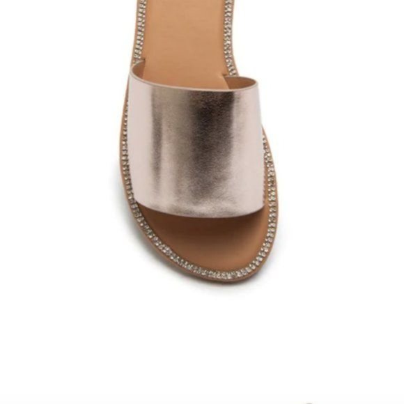 !! NEW !! Embellished Slide Sandals in Rose Gold Champagne - Picture 3 of 6